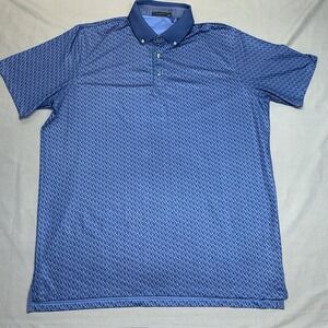 Greyson Shirt Men XL Blue Polo Golf Over Print Short Sleeve